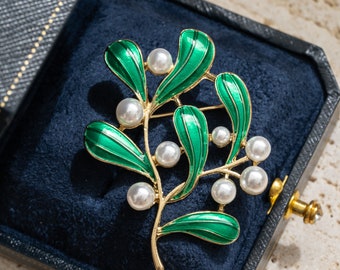 Gold Silver Pine Tree Pearl Flower Brooch Pins for Women Gold Silver Pine Tree Pearl Flower Brooch Pins for Women