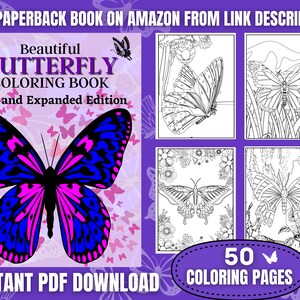 Butterfly Coloring Pages | 50 Printable Butterfly and Flower Coloring Sheets for kids and adults | Coloring Book | Party Activity