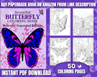 Schmetterling Malvorlagen | 50 Ausmalbilder Schmetterlinge und Blumen zum Ausdrucken für Kinder und Erwachsene | Malbuch | Party Aktivität
