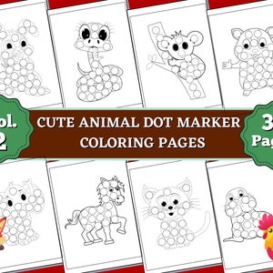 Dot To Dot Cute Animals Coloring book for toddlers: Dot Markers Activity  Book Gift For Kids Ages 1-3, 2-4, 3-5 Cow sheep duck goat lamb goose piggy  ca (Paperback)