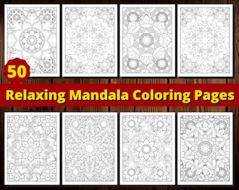 50 Relaxing Mandala Coloring Pages | Printable Mandala Coloring Sheets | Instant PDF Download | Mandala Coloring Book | Adult Coloring Pages