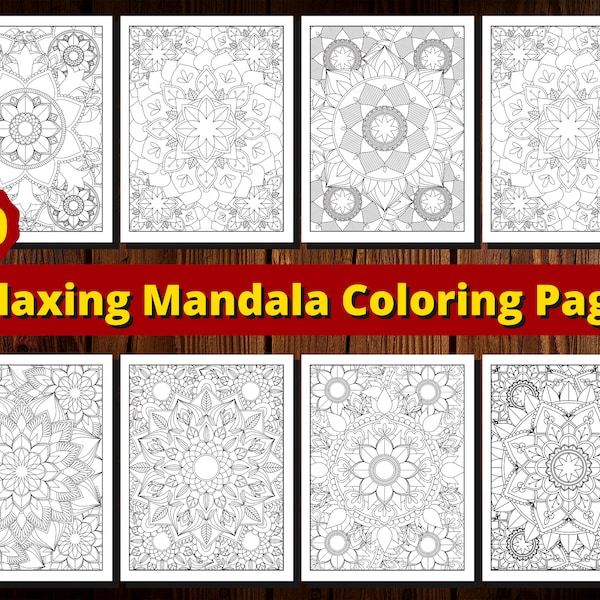 50 Relaxing Mandala Coloring Pages | Printable Mandala Coloring Sheets | Instant PDF Download | Mandala Coloring Book | Adult Coloring Pages