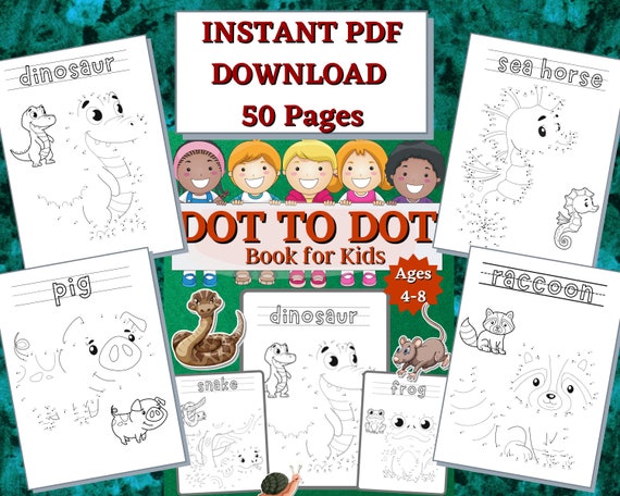 Dot to Dot Printable  Book for Kids | 50 PAGES | Connect the Dots | DIGITAL DOWNLOAD | Learning Games Children Worksheet | Activity Book