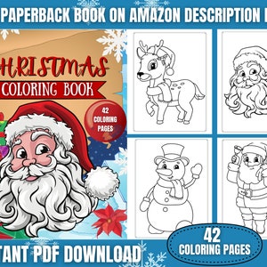 Printable Christmas Coloring Pages | INSTANT DOWNLOAD | 42 Pages | Stocking Stuffer | Kids Coloring Pages | Holiday Activities