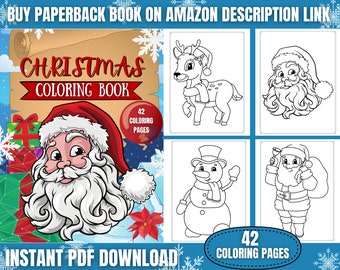 Printable Christmas Coloring Pages | INSTANT DOWNLOAD | 42 Pages | Stocking Stuffer | Kids Coloring Pages | Holiday Activities