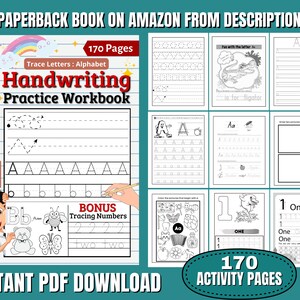 170 Alphabet Tracing Worksheets | ABC Letters Printable | Includes BONUS Tracing Numbers | Tracing and Coloring Pages | Instant Download