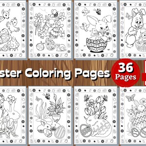 Easter Coloring Pages | 36 PAGES | Digital Download | Easter Bunnies | Easter Eggs | Printable Coloring Pages | Kids Coloring Pages