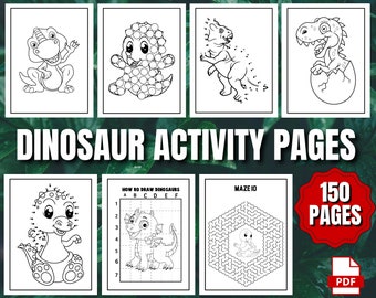 150 Dinosaur Activity Pages | INSTANT DOWNLOAD | Dinosaur Activity Book | Printable Activity Book | Kids Activity Pages | Print for Kids