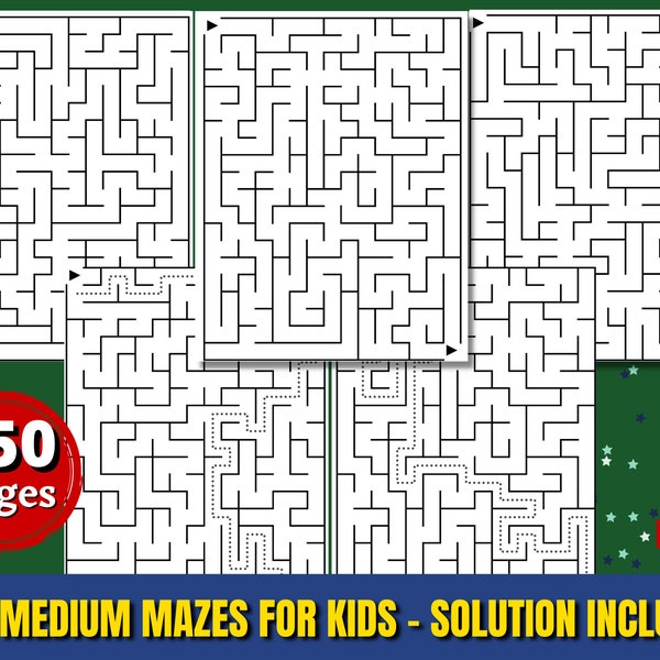 200 Medium Mazes for Kids | Maze Puzzle Variety Pack | Printable Worksheets with Answer Key | Instant Download | Activities for Kids
