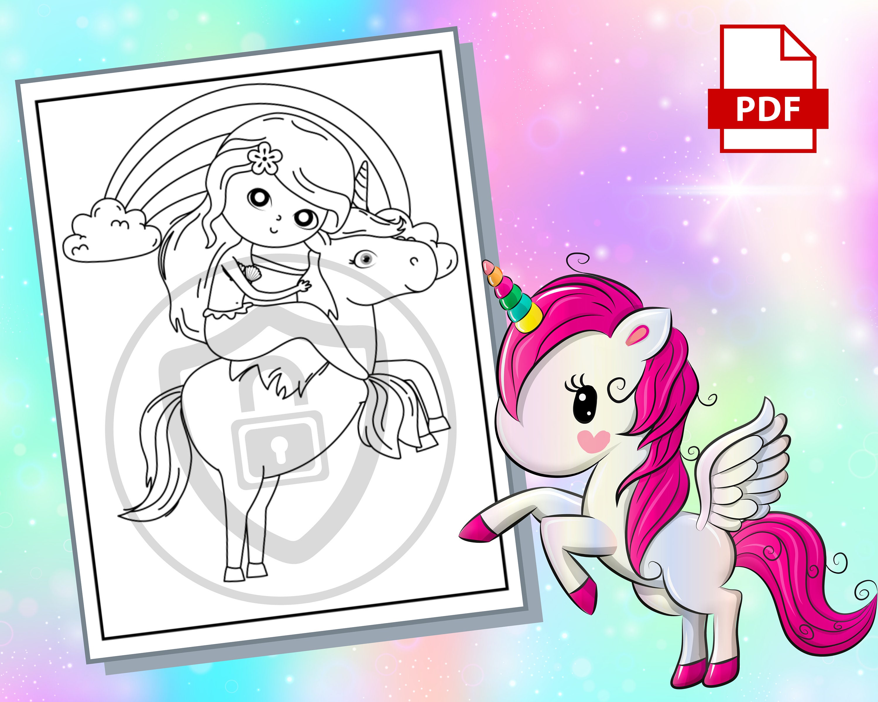 Cute Unicorn Activity Pages 30 Printable Coloring Sheets for Girls and ...
