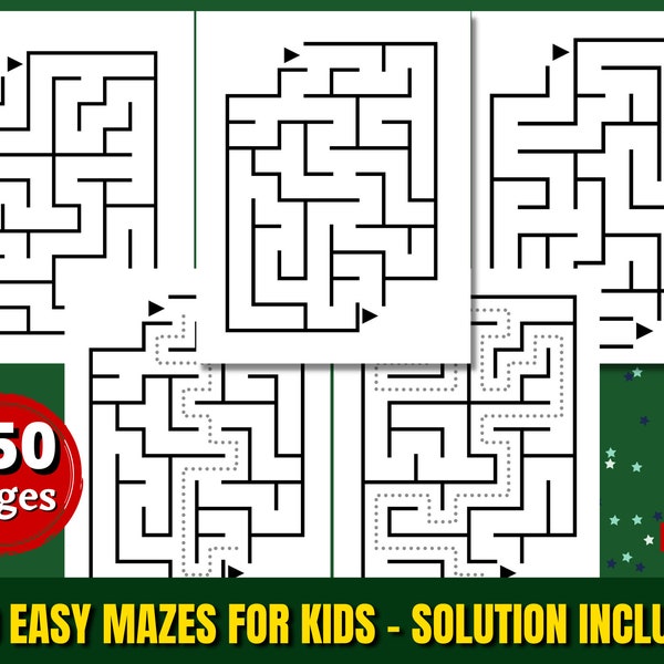 200 Easy Mazes for Kids | Maze Puzzle Variety Pack | Printable Worksheets with Answer Key | Instant Download | Activities for Kids