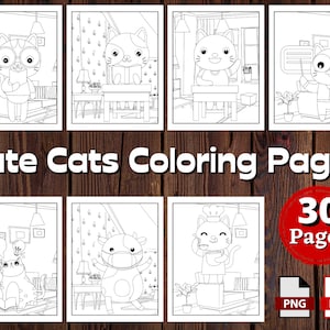 Adorable Cats Coloring Pages for Kids | 10 Printable Pages | Cat Coloring Book | Printable Coloring Sheets | Instant Download