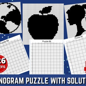 126 Nonograms Japanse Puzzels | Puzzel met oplossing | Griddlers Logic Printable Puzzels | Nonogram Logic Puzzels | DIRECT DOWNLOADEN
