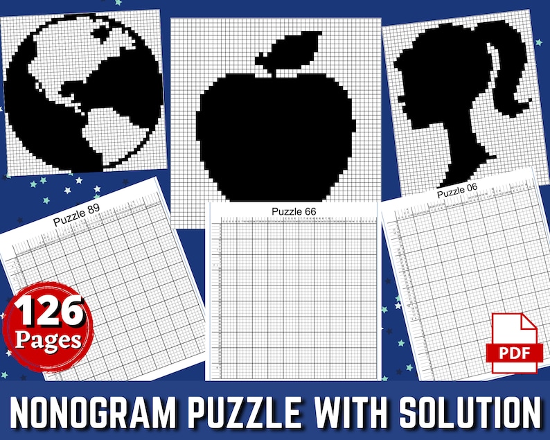 126 Nonograms Japanese Puzzles Puzzle With Solution Griddlers Logic ...