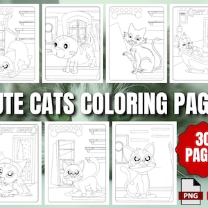 Adorable Cats Coloring Pages for Kids | 10 Printable Pages | Cat Coloring Book | Printable Coloring Sheets | Instant Download