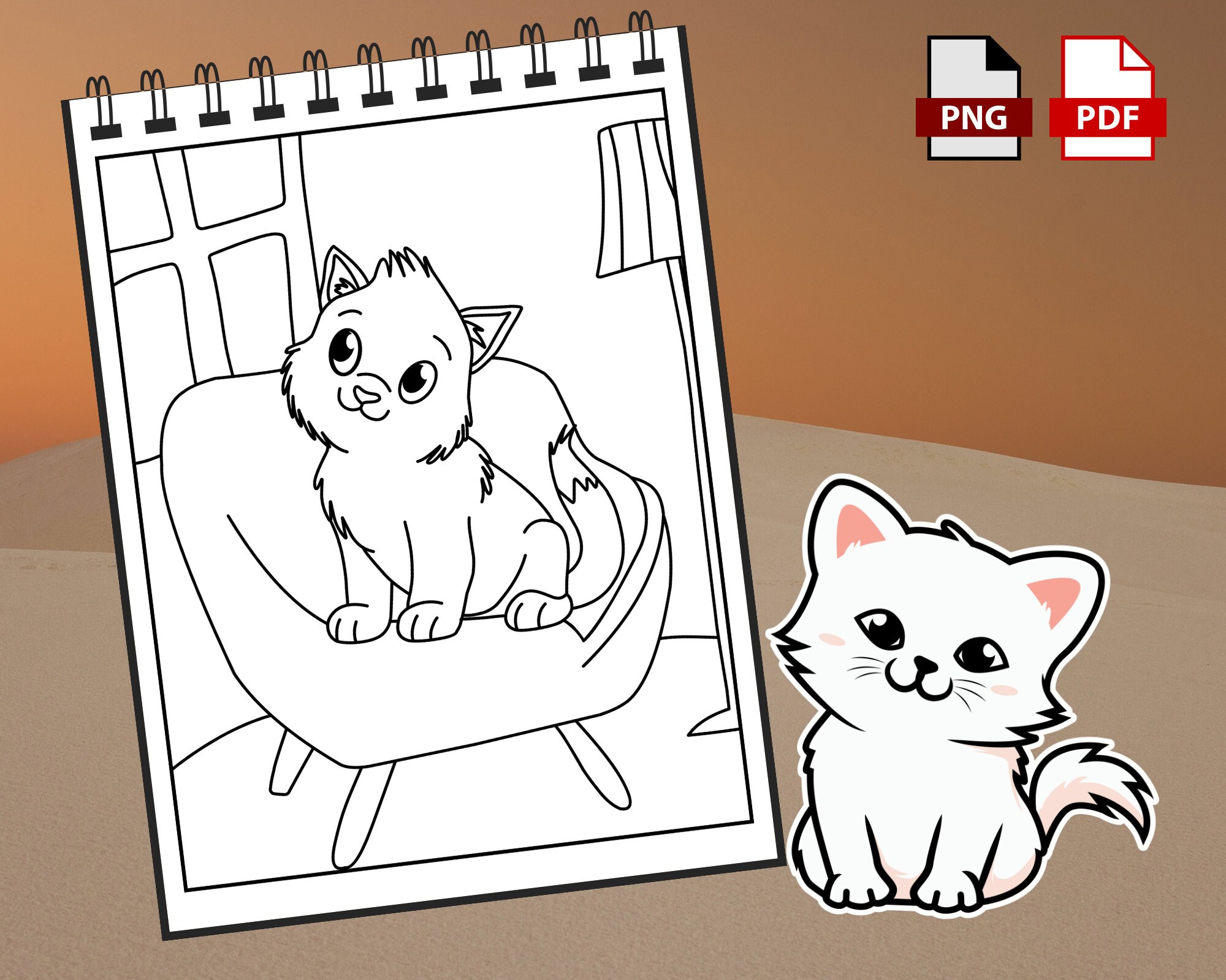 Adorable Cats Coloring Pages for Kids | 10 Printable Pages | Cat ...