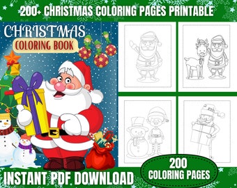200 páginas para colorear de Navidad imprimibles / DESCARGA INSTANTÁNEA / Actividades navideñas / Imprimible de Navidad / Actividades de Navidad / Página para colorear de Santa