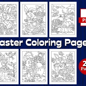 Easter Coloring Pages | 20 PAGES | Digital Download | Easter Bunnies | Easter Egg | for toddlers and kids ages 4-8 ready to print