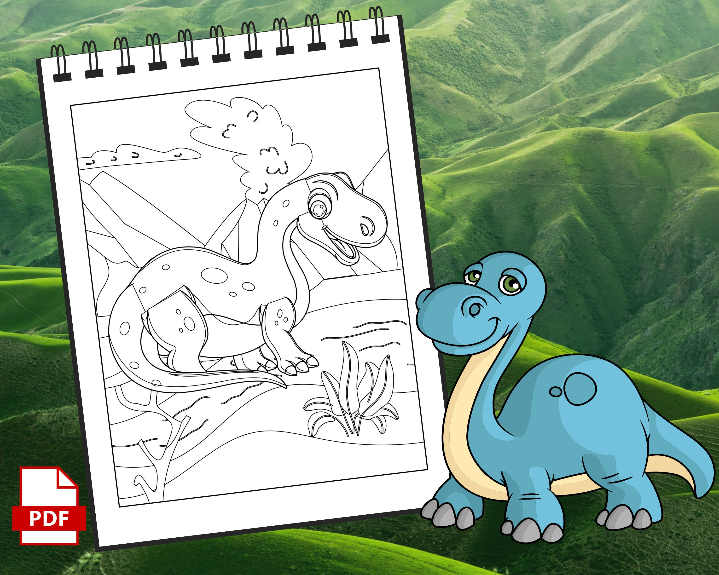 20 Dinosaur Coloring Pages INSTANT DOWNLOAD Dinosaur Coloring Book ...
