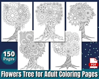 150 Floral Coloring Pages for Adults | Printable Coloring Pages | Instant Download PDF | Coloring Pages | Printable Adult Coloring Pages