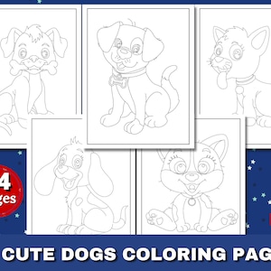 64 Adorable Dogs Printable Coloring Pages for Kids | INSTANT DOWNLOAD | Dogs Coloring Sheets | Cute Dogs Coloring Book | Puppy Illustration