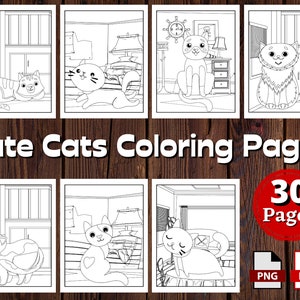 Adorable Cats Coloring Pages for Kids | 10 Printable Pages | Cat Coloring Book | Printable Coloring Sheets | Instant Download