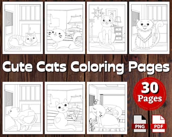 Adorable Cats Coloring Pages for Kids | 10 Printable Pages | Cat Coloring Book | Printable Coloring Sheets | Instant Download