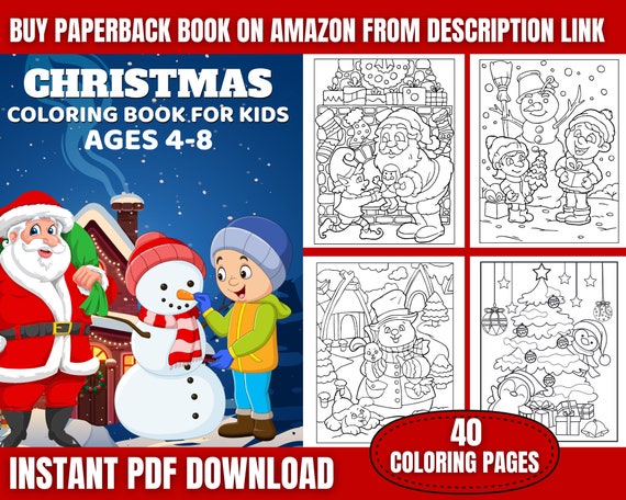 Printable Christmas Coloring Pages | INSTANT DOWNLOAD | 40 Pages | Stocking Stuffer | Kids Coloring Sheets | Holiday Activities
