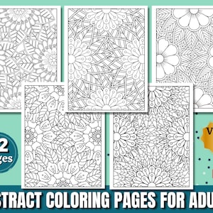 52 páginas abstractas para colorear para adultos / Increíbles páginas para colorear para adultos para niñas, mujeres, hombres y adolescentes / Alivio del estrés y relajación VOL. 1