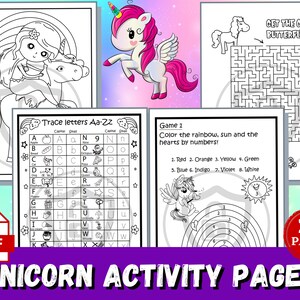Cute Unicorn Activity Pages | 30 Printable Coloring Sheets for Girls and Boys | Unicorn Coloring Pages | Coloring Sheets | INSTANT DOWNLOAD