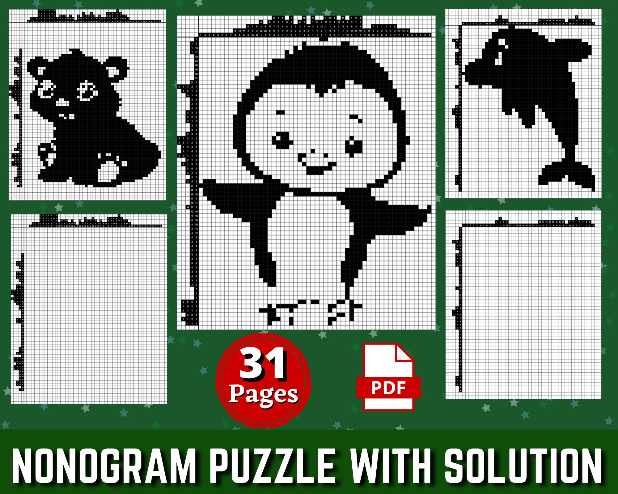 31 Nonograms Japanese Puzzles | Puzzle With Solution