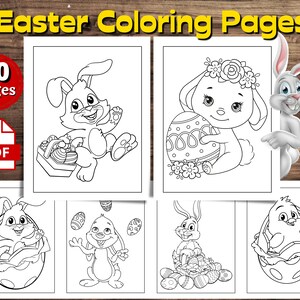 Easter Coloring Pages | 20 PAGES | Digital Download | Easter Bunnies | Easter Egg | for toddlers and kids ages 4-8 ready to print