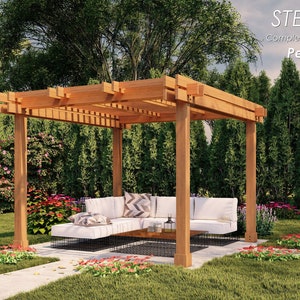 Garden pergola plans 10'x10', STEP-BY-STEP assembly guide, pdf digital file, imperial version