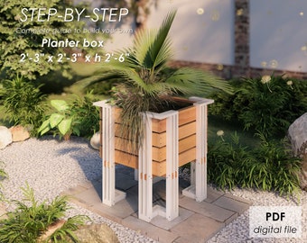 DIY Raised planter box plans 2'-3" x 2'-3" x h 2'-6", a step-by-step guide in pdf format with imperial measurements