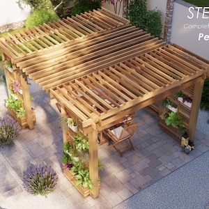 12'x16' Pergola with Privacy Wall: DIY Woodworking Plans (PDF) with imperial measurements image 7