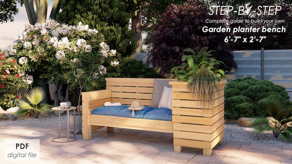 Banc de jardin avec jardinière 6'7 x 2'7 Plans de bricolage en mesures  impériales, guide étape par étape - Etsy France