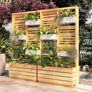 Privacy screen planter 7' x 1'-8" DIY plans imperial measurements, step-by-step guide