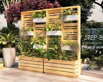 Privacy screen planter 7' x 1'-8" DIY plans imperial measurements, step-by-step guide