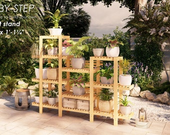 Plant stand  6'-7" x 1'-1 1/4" DIY plans in imperial measurements, step-by-step guide