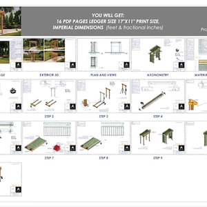 Garden wood arbor plans 3' 2 x 6' 8, STEP-BY-STEP guide, pdf digital file, imperial dimensions image 6