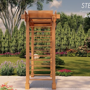 Garden wood arbor plans 3' 2 x 6' 8, STEP-BY-STEP guide, pdf digital file, imperial dimensions image 4