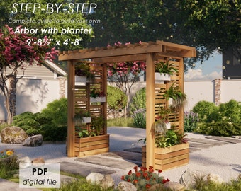 Garden Arbor with Planter DIY Plans (PDF) with imperial measurements