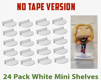 24 Pack White Shelves for Unboxed Funko Pop Floating Stands No Tape Version