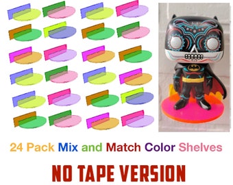 24 Pack Shelves for Unboxed Funko Pop Floating Stands Neon Mix and Match No Tape Version