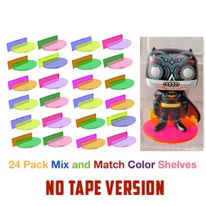 24 Pack Shelves for Unboxed Funko Pop Floating Stands Neon Mix and Match No Tape Version