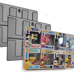 Wanddisplay für 8 Funko Pop in Box oder Funko Pin, Floating Stand sofort einsatzbereit