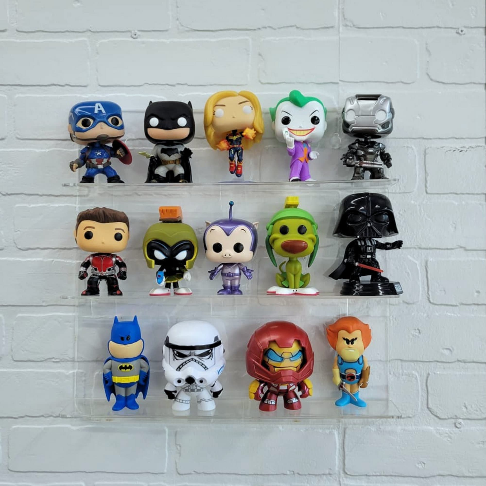 Funko Pop-vitrina con espejo acrílico flotante, estante de pared  autoadhesivo para decoración y almacenamiento, juego de 6 unidades