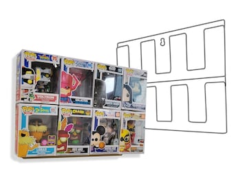 Wall Display for 8 Funko Pop in Box or Funko Pin, Floating Stand ready to use