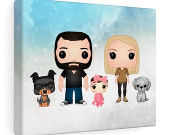Custom Made Funko Pop Canvas with Family Friends or Pets!