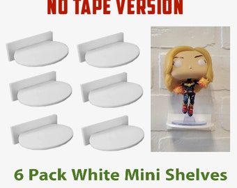 6 Pack White Shelves for Unboxed Funko Pop Floating Stands No Tape Version